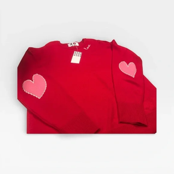 Kerri Rosenthal XOXR VALENTINES sweater, NWT, elbow patches ❤️ red - Picture 3 of 3